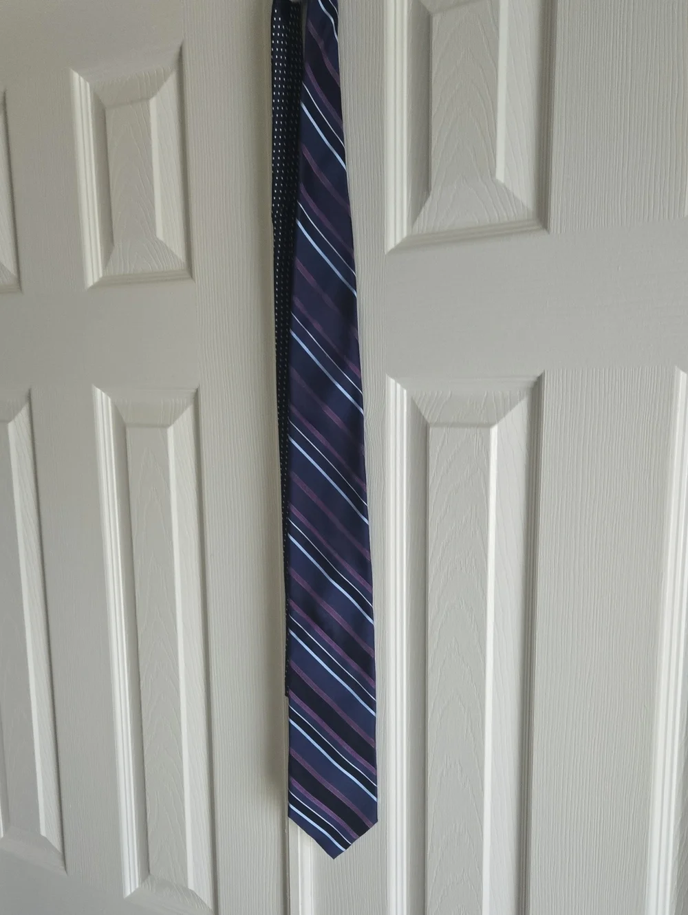 Tommy Hilfiger Purple and Navy Striped Silk Tie